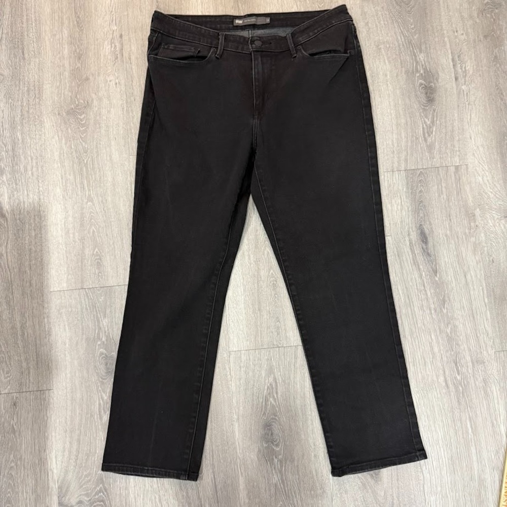 Levi's Mid Rise Skinny Jeans Womens 14 Black Stretch Denim 34x28